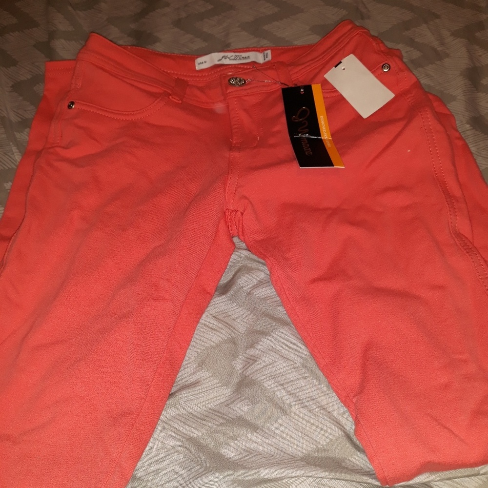 Coral colored Jeggings